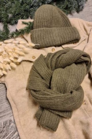 MANZINI KNITTED SCARF OLIVE(1552)