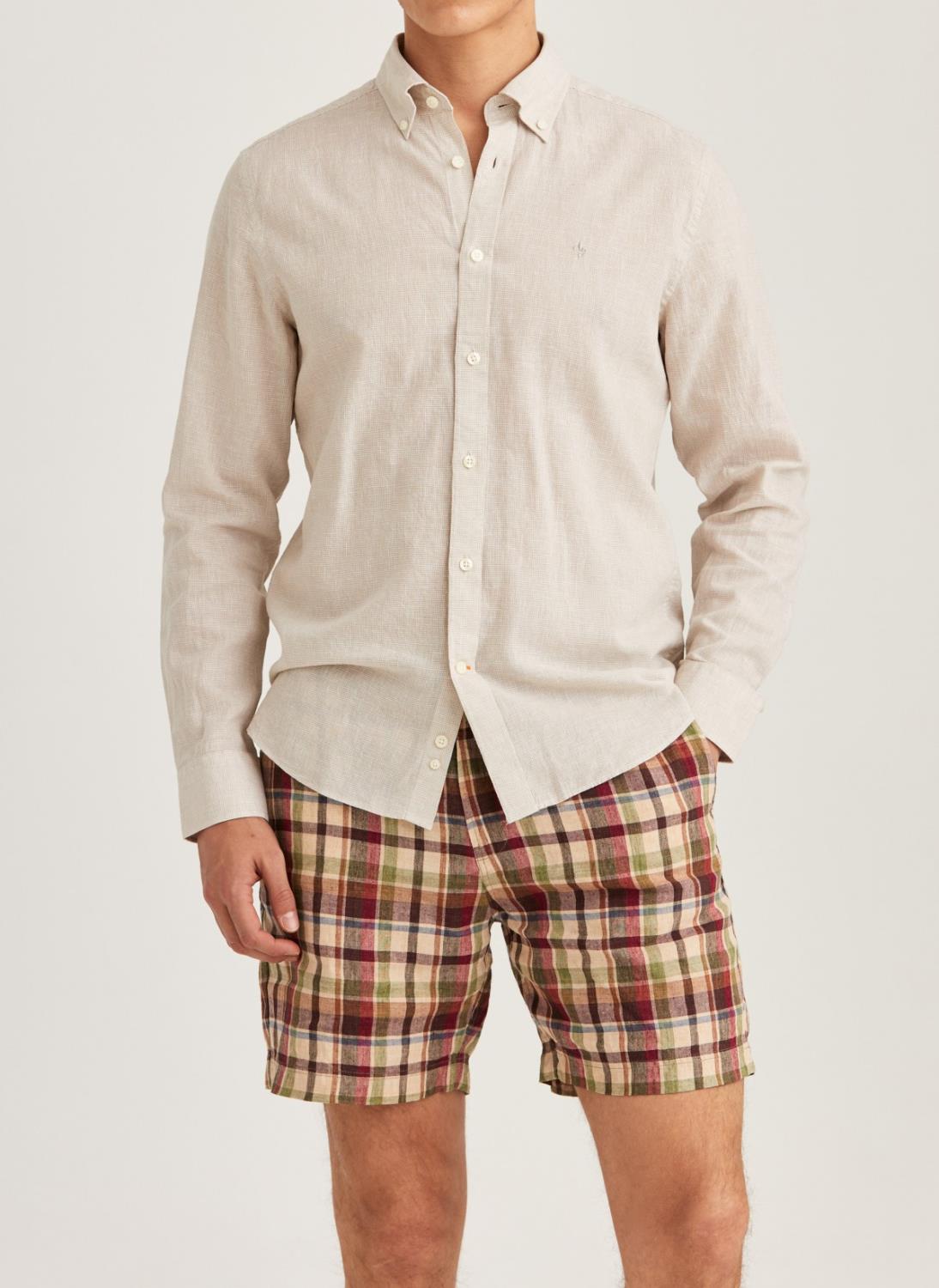 Morris Linen Dressed Check Shirt-Slim Fit