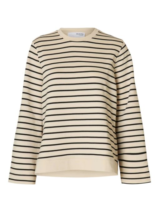 Selected Femme Elise LS O-Neck Wide Striped Sweat
