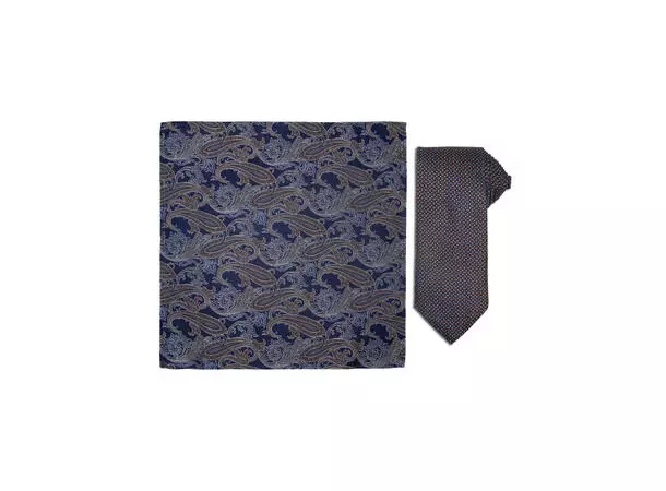 Santi Silkeslips + lommetørkle mønstret sett