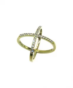 Santi Skjerf-ring m/Strass Gull