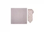 Santi Silkeslips+Lommetørkle Mønstret Sett Beige