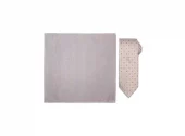 Santi Silkeslips+Lommetørkle Mønstret Sett Beige