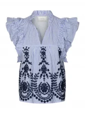 Neo Noir Jayla Stripe Embroidery Top