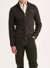 Morris Merino Cable Zip Cardigan