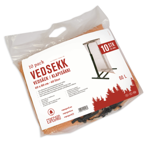 Vedsekk 60 liter, 10-pakk, beige farge