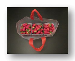 Plastpose Jordbær for 3 kurver, 1000 stk