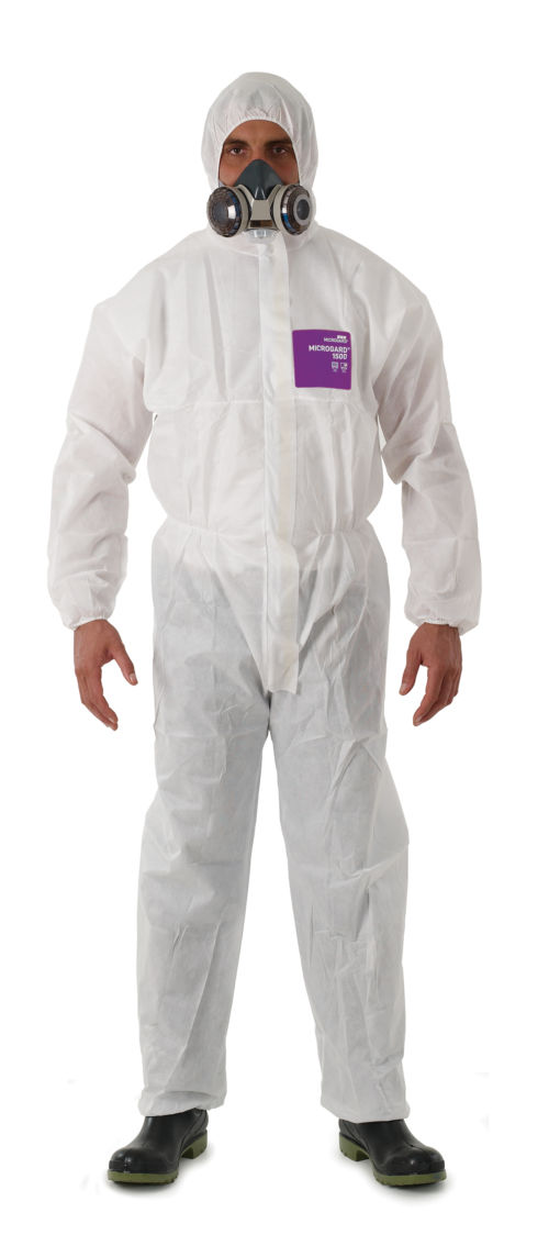 Vernedress Hvit Microgard 1500, m/hette, XL