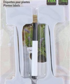 Planteskilt plast, hvit, 15 cm, 16 stk